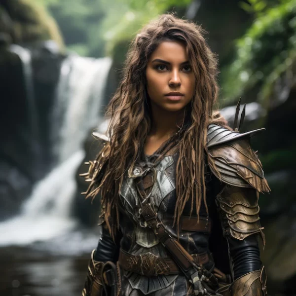 woman-armor-standing-front-waterfall_777078-71172